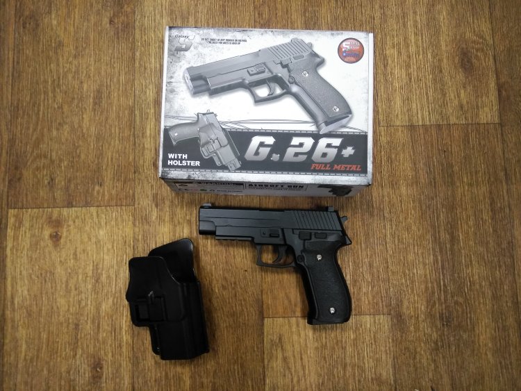 Детский пистолет Sig Sauer P226 пневматический из металла G.26+ с кобурой