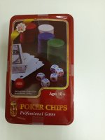 Игровой набор для покера POKER CHIPS  в металлической коробке