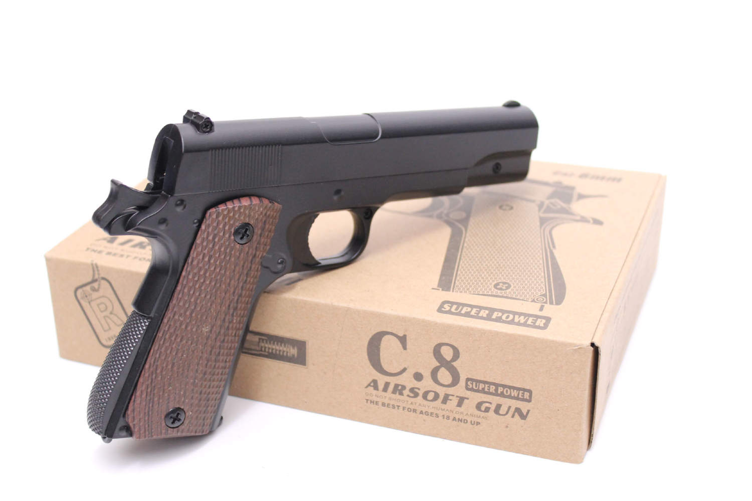 Детский пистолет с пульками пневматический металлический Colt 1911 Classic  C.8