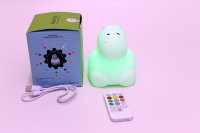 Детский беспроводной силиконовый светильник-ночник "Бегемотик" USB спультом управления 3 режимами работы!